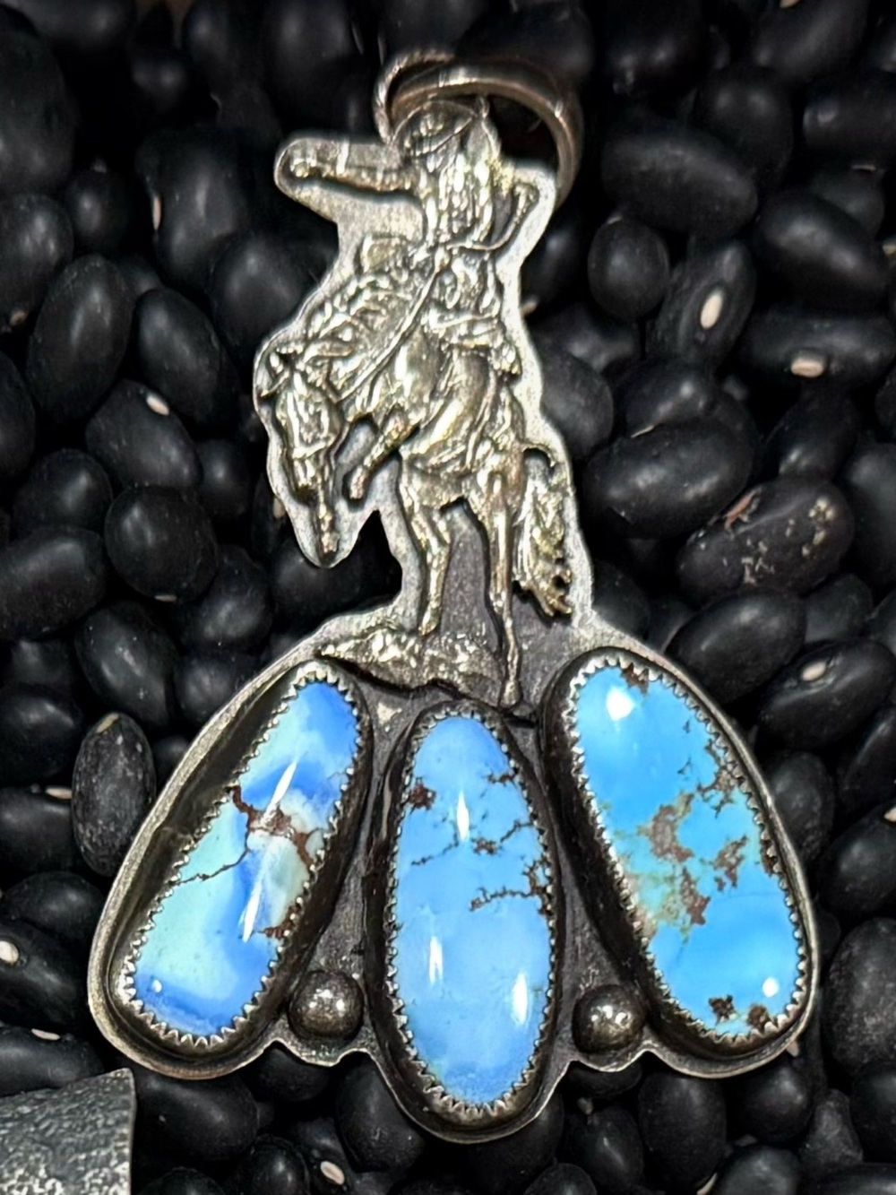 Sterling Silver Golden Hills Turquoise Pendant Necklace - Blue Stone